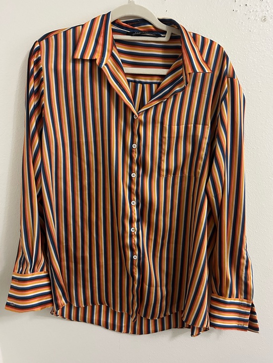 Tops - Zara Woman rainbow striped button down shirt